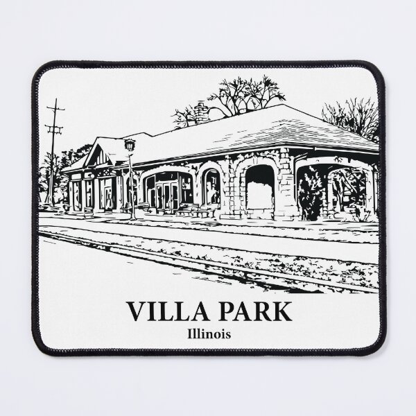 Item preview, Villa Park IL - Ink Cityscape Illustration designed and sold by Lakeric Cityscapes.