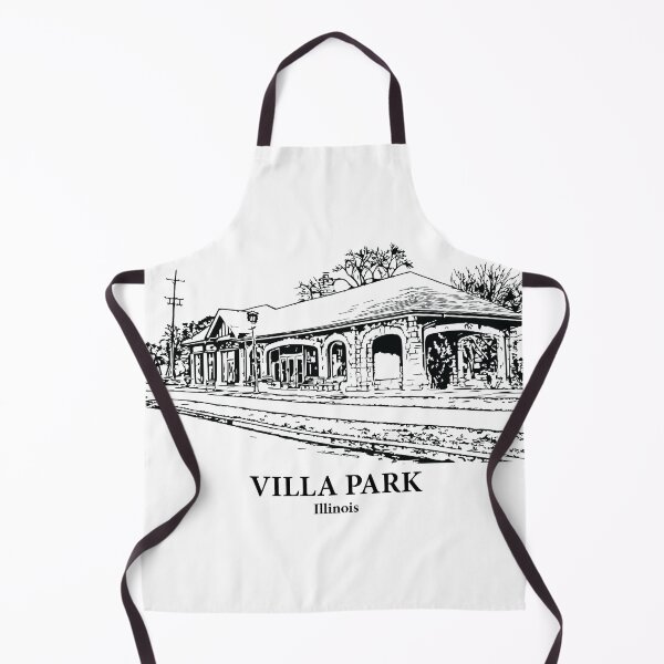 Item preview, Villa Park IL - Ink Cityscape Illustration designed and sold by Lakeric Cityscapes.