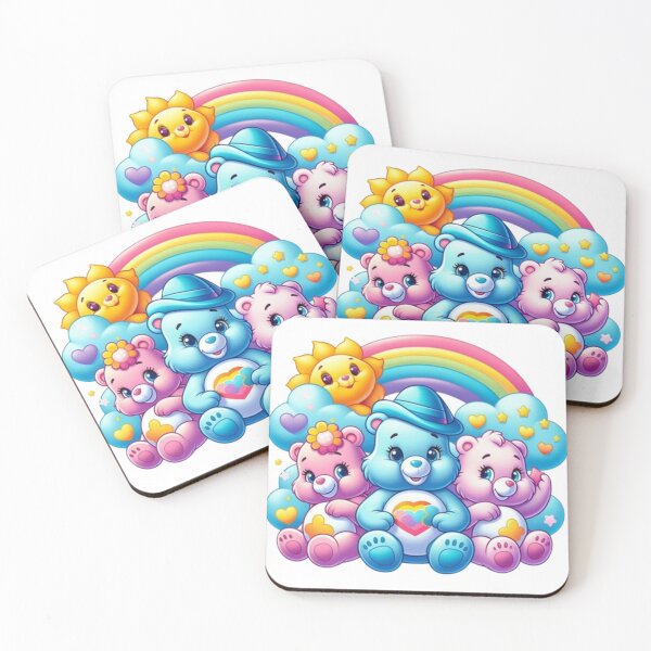 Item preview, Cute Rainbow Bears with Sun and Clouds Kawaii Cartoon – Colorful Care Bear Style Nursery Art Sticker designed and sold by CleanInkStudio.