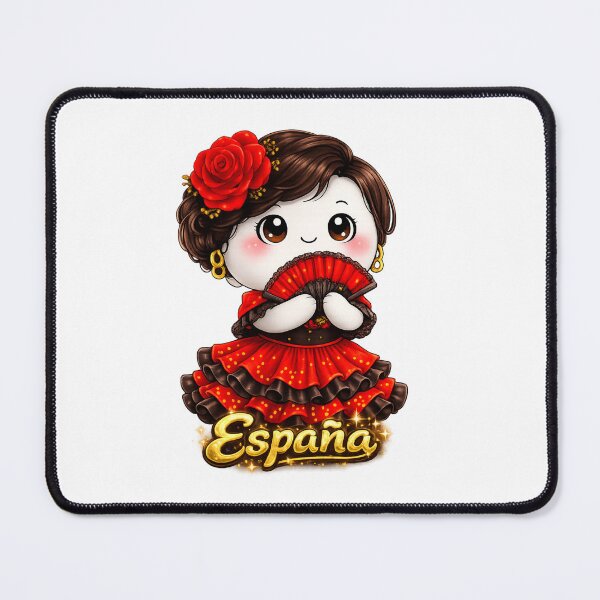 Item preview, España Flamenco Blob Sticker – Cute Spanish Doll in Red Dress with Fan designed and sold by Gladys Art Studio.