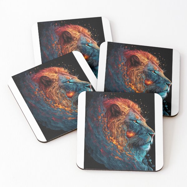 Item preview, Elemental Lion of Fire and Water - Fantastic Design of Vibrant Contrasts designed and sold by Hipatye26.