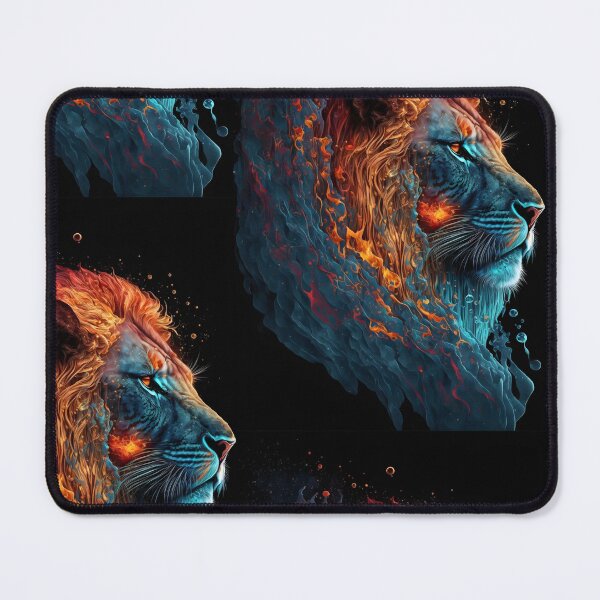 Item preview, Elemental Lion of Fire and Water - Fantastic Design of Vibrant Contrasts designed and sold by Hipatye26.