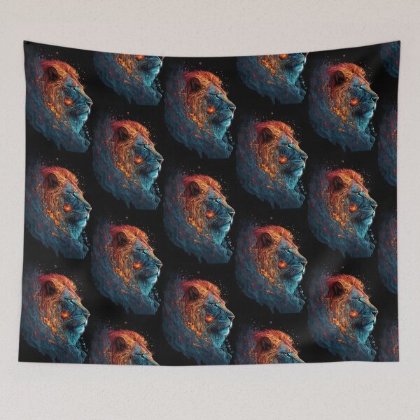 Item preview, Elemental Lion of Fire and Water - Fantastic Design of Vibrant Contrasts designed and sold by Hipatye26.