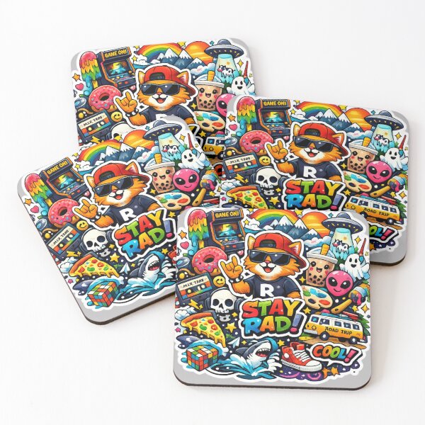 Item preview, Stay Rad Rockstar Cat – Colorful Pop Culture Collage Sticker ??? designed and sold by RoselleStudio21.