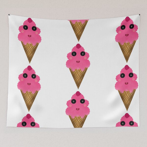 Item preview, Cute Pink Kawaii Ice Cream Cone Character designed and sold by HopeAndHustle.