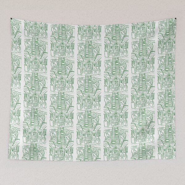 Item preview, Folkestone Lees Lifts art deco lino print (Pale Green) designed and sold by Life's eye Art and photography.