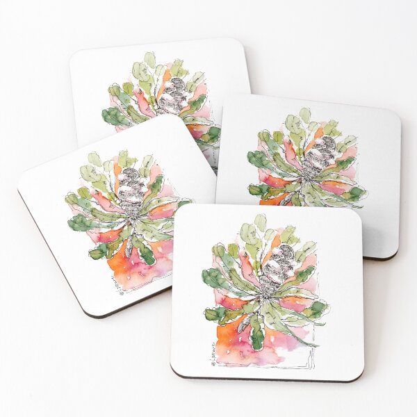Item preview, Australian Native Banksia Watercolor Line and Wash designed and sold by Little Garden Watercolors.