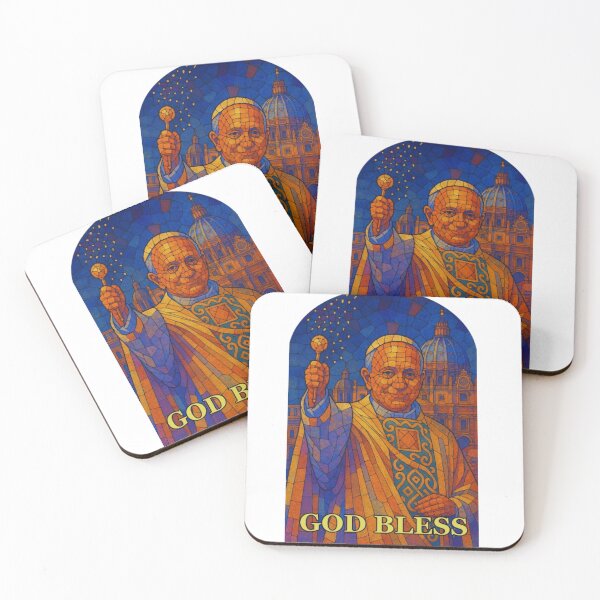 Item preview, Stained Glass Pope God Bless Illustration designed and sold by CleanInkStudio.