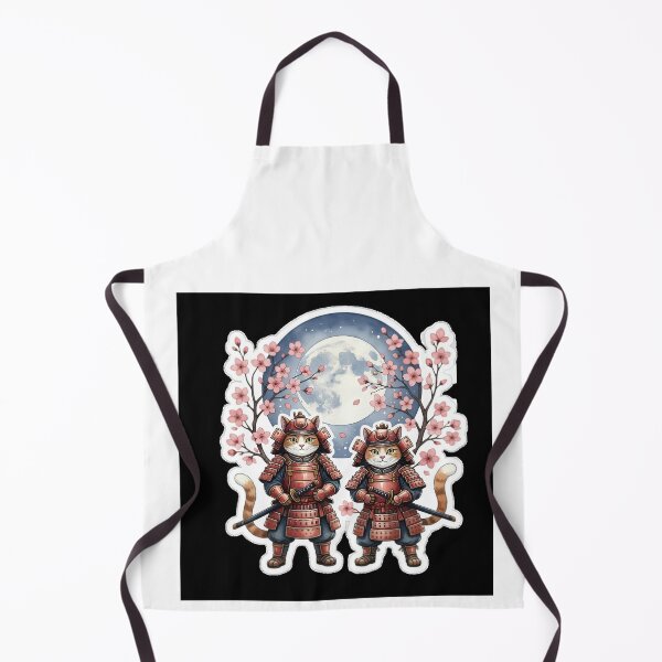 Item preview, Two Samurai Cats under the Midnight Sakura Moon designed and sold by RickyStick.
