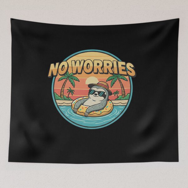 Item preview, No Worries Sloth Summer Vibes – Cute Relaxing Sloth Pool Float Sunset Design designed and sold by MUJU-pixel.