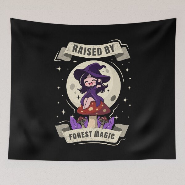 Item preview, Raised by Forest Magic – Cute Witch Mushroom Cottagecore Fantasy Design designed and sold by DREEMBLOOM Designs.