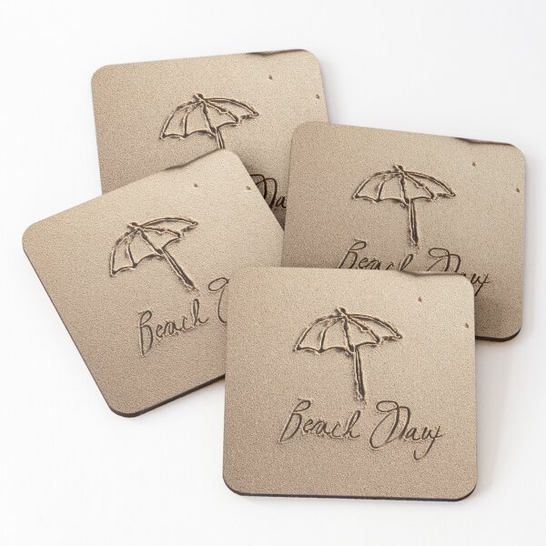 Item preview, Beach Day Script With Umbrella Sand Drawing designed and sold by chase-thewave.
