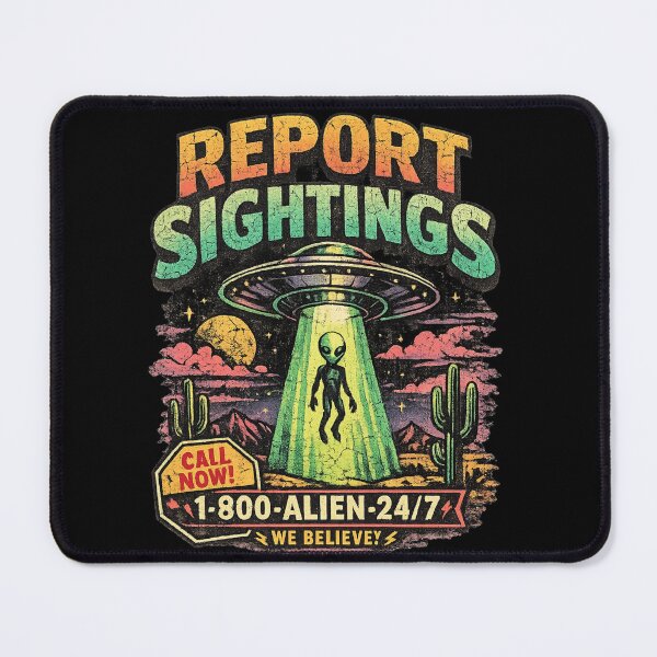 Item preview, Report Sightings UFO Hotline Shirt – 90s Alien Abduction Graphic Tee – Vintage Desert UFO Warning Design designed and sold by JonelCrafts.