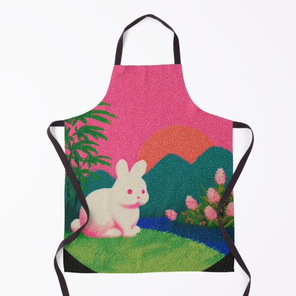 Item preview, Kawaii Bunny Neon Sunset Landscape designed and sold by bubblegoth.