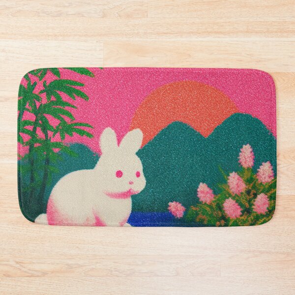 Item preview, Kawaii Bunny Neon Sunset Landscape designed and sold by bubblegoth.