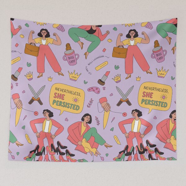 Item preview, Boss Lady Nevertheless She Persisted – Feminist Empowerment Pattern   designed and sold by Midnight Veil Designs.