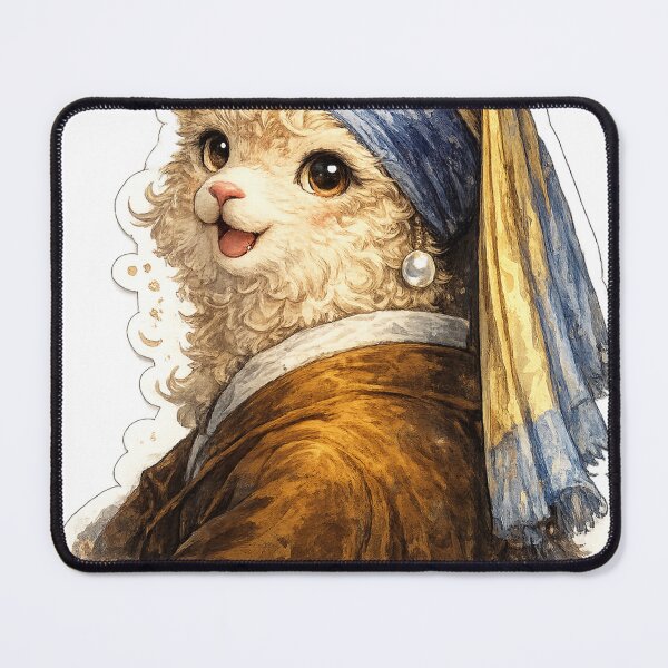 Item preview, Fluffy LLama with Pearl earring Painting designed and sold by Berlin-D-Prs.