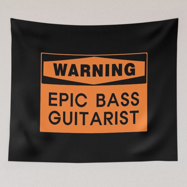 Item preview, WARNING SIGN: EPIC BASS GUITARIST, NOVELTY SIGN, ORANGE designed and sold by AASparksDesigns.