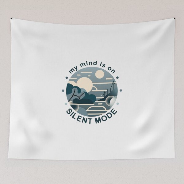 Item preview, My Mind Is On Silent Mode | Calm Landscape Minimal Sticker designed and sold by MadCatDesign77.