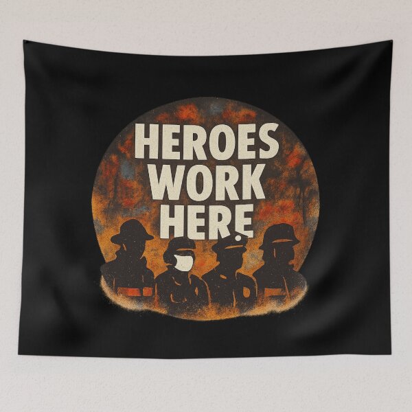 Item preview, Heroes Work Here - Urban Stencil Graffiti Tribute designed and sold by MKreative Studio.