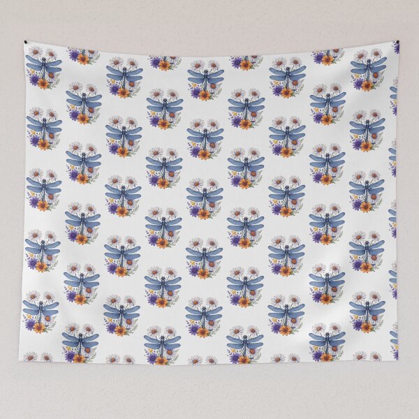 Item preview, Wildflower Guardian Dragonfly Botanical Illustration designed and sold by CottonandQuill.