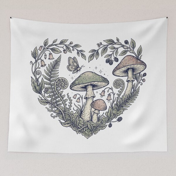 Item preview, Woodland Mushrooms and Moths Under Midnight Leaves designed and sold by Anvc-Art.