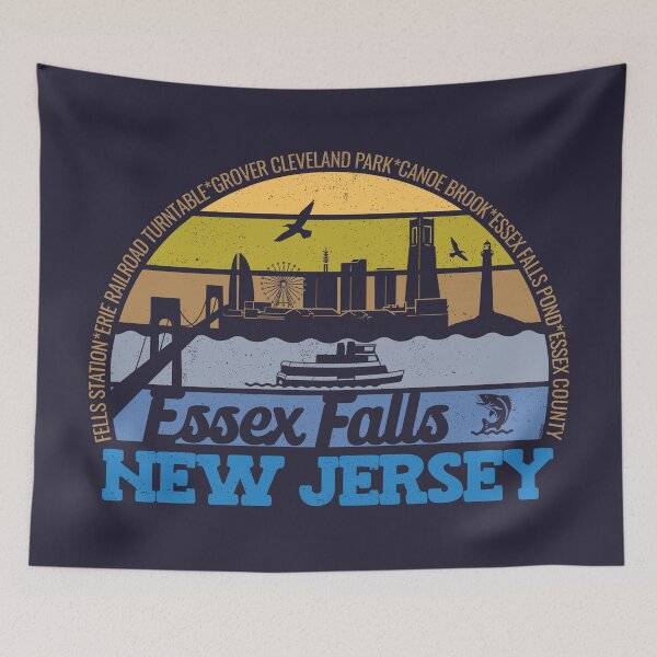 Item preview, Essex Falls New Jersey Sunset Retro Vintage Local Pride Logo designed and sold by CRHPOD20.