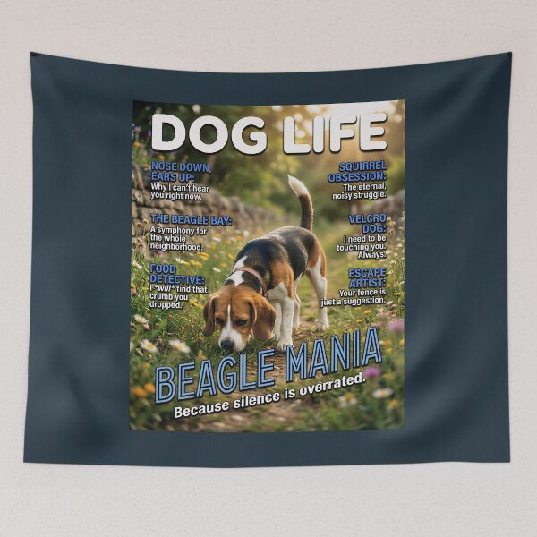 Item preview, Beagle Mania - Funny Beagle Magazine Cover Parody Art designed and sold by FrancophileFun.