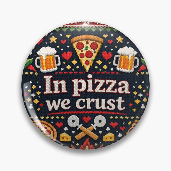 Item preview, In pizza we crust knitting pattern pizza beer design designed and sold by Mauswohn.