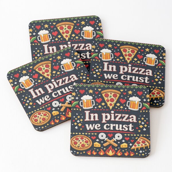 Item preview, In pizza we crust knitting pattern pizza beer design designed and sold by Mauswohn.