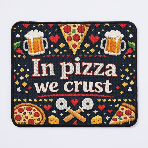 Item preview, In pizza we crust knitting pattern pizza beer design designed and sold by Mauswohn.