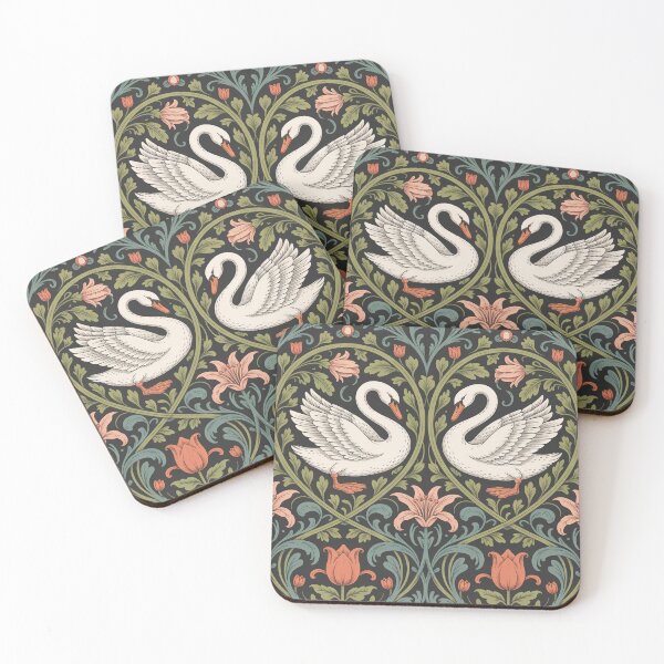 Item preview, Art Nouveau Swan Pattern | William Morris Style Vintage Botanical Seamless Design designed and sold by Tamas Das.
