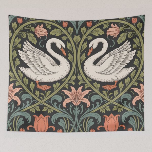 Item preview, Art Nouveau Swan Pattern | William Morris Style Vintage Botanical Seamless Design designed and sold by Tamas Das.