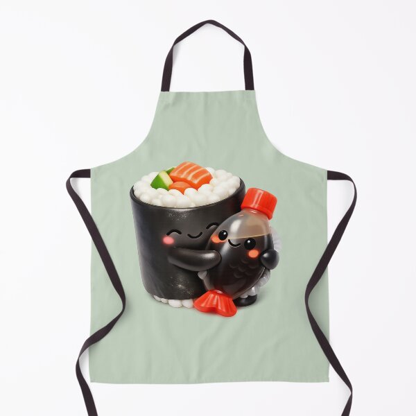 Item preview, Cute Sushi Roll Hugging Fish Soy Sauce | Kawaii Fun Sushi Art designed and sold by Moons Studio.