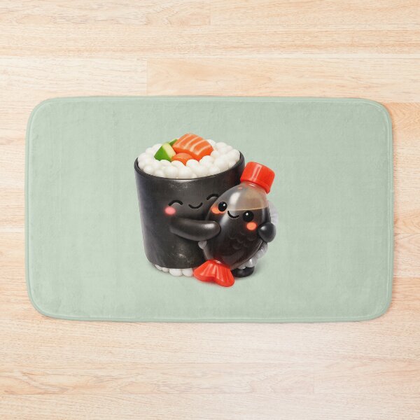 Item preview, Cute Sushi Roll Hugging Fish Soy Sauce | Kawaii Fun Sushi Art designed and sold by Moons Studio.