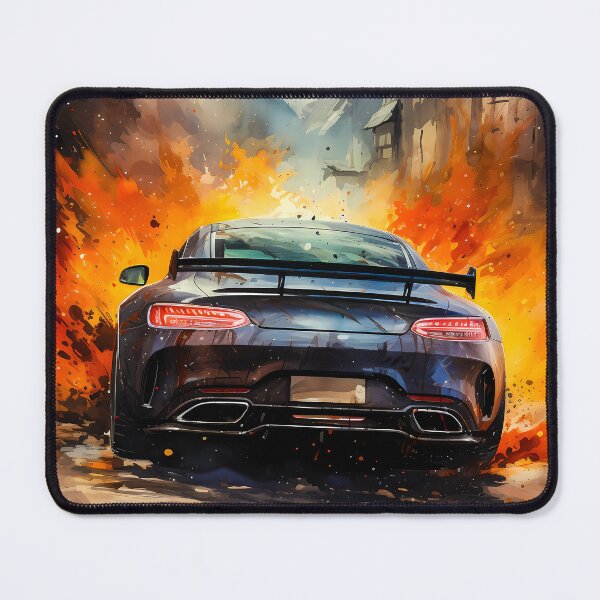 Item preview, Black Sports Car With Explosive Orange Fire Art Background designed and sold by RevUpDesign.