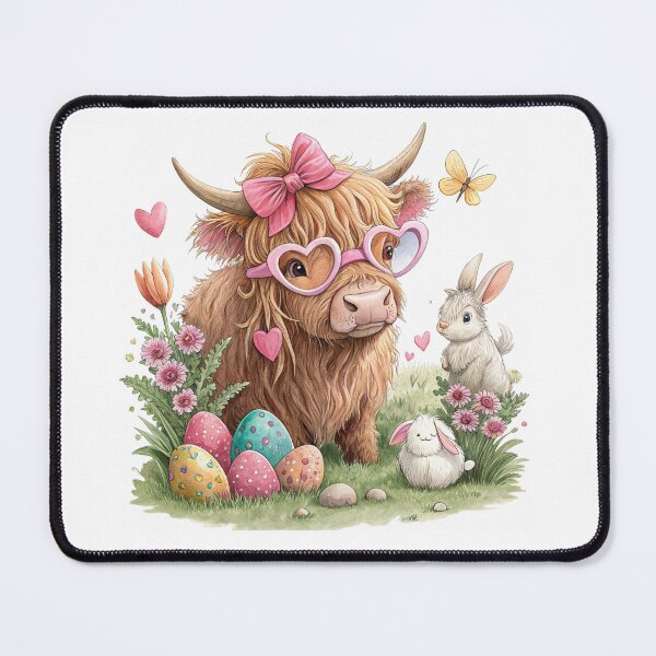 Item preview, Adorable Easter Highland Cow Wearing Glasses with Easter eggs designed and sold by Lbeck1869.