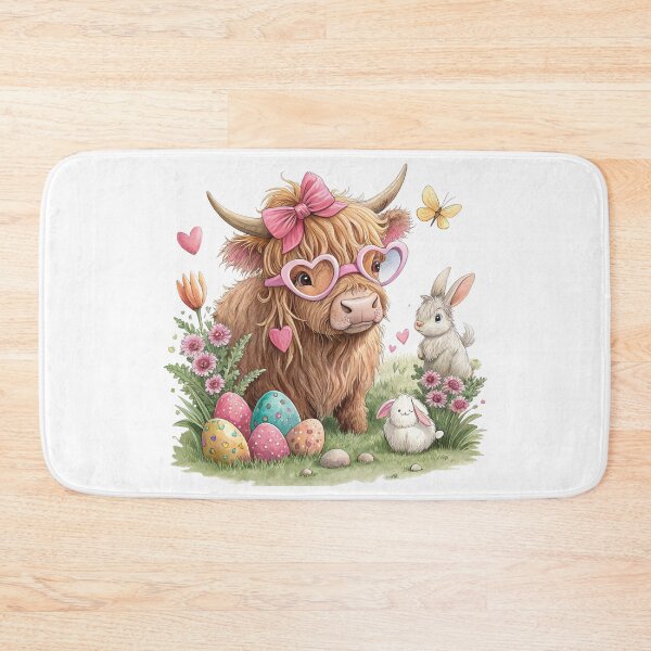 Item preview, Adorable Easter Highland Cow Wearing Glasses with Easter eggs designed and sold by Lbeck1869.