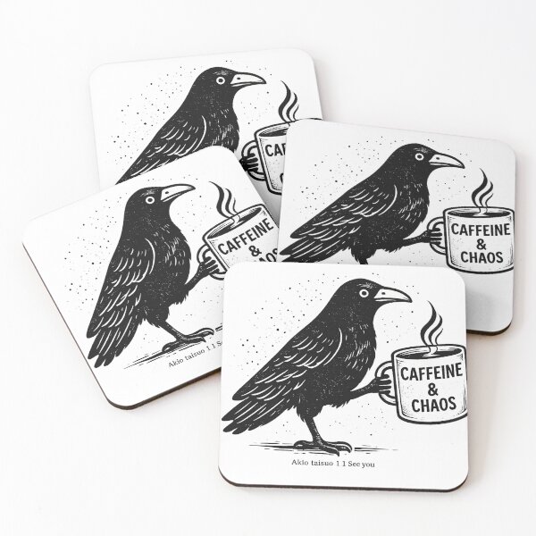 Item preview, Caffeine and Chaos Crow – Funny Dark Corvid Coffee Lover designed and sold by akiotatsuo.