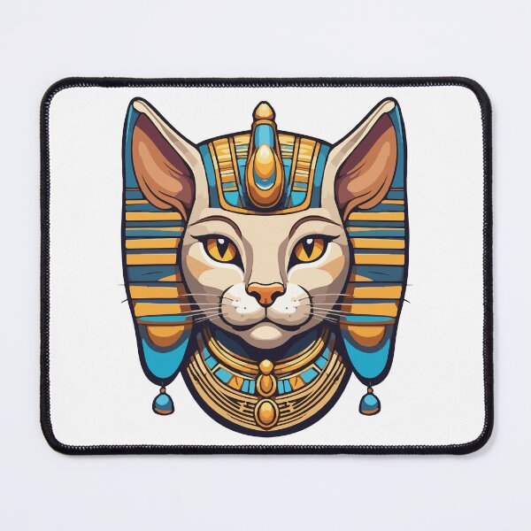 Item preview, Golden Bastet: Pharaoh Cat Goddess with Blue Gems | Ancient Egypt Art designed and sold by GulfSignature.