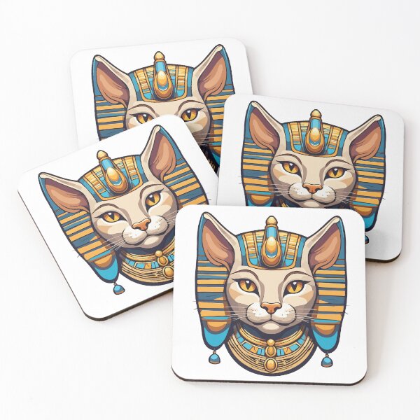 Item preview, Golden Bastet: Pharaoh Cat Goddess with Blue Gems | Ancient Egypt Art designed and sold by GulfSignature.