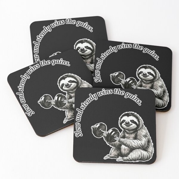 Item preview, Slow and Steady Wins the Gains! - Sloth Gym Pun designed and sold by Animal Xeno Circus.