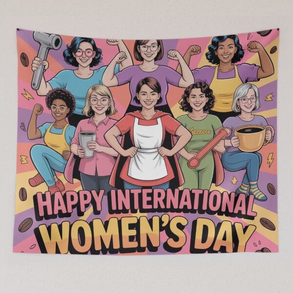 Item preview, Happy International Women's Day Super Women – Coffee-Powered Everyday Heroes   designed and sold by Midnight Veil Designs.