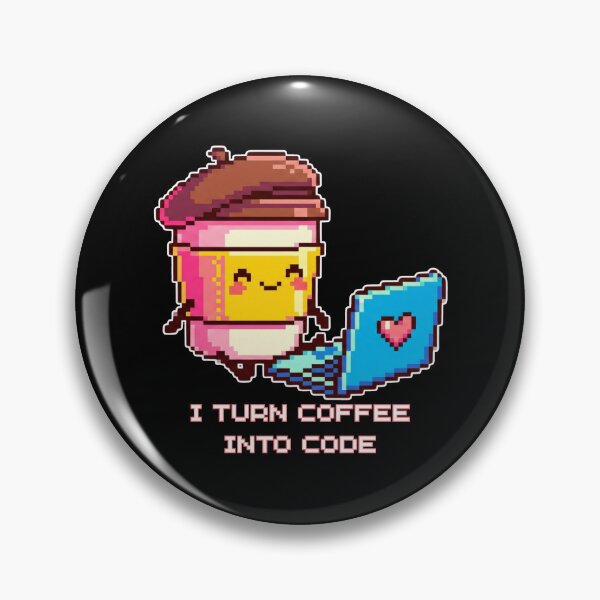 Item preview, I Turn Coffee Into Code - Cute Pixel Art Programmer Sticker designed and sold by MotivaChic.