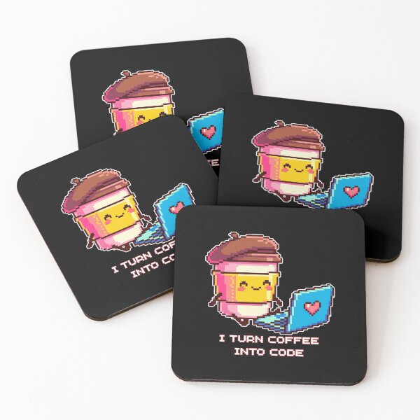 Item preview, I Turn Coffee Into Code - Cute Pixel Art Programmer Sticker designed and sold by MotivaChic.