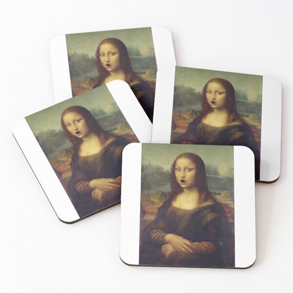 Item preview, Mona Lisa Shocked Face - Classic Art Meme Parody designed and sold by Animal Xeno Circus.