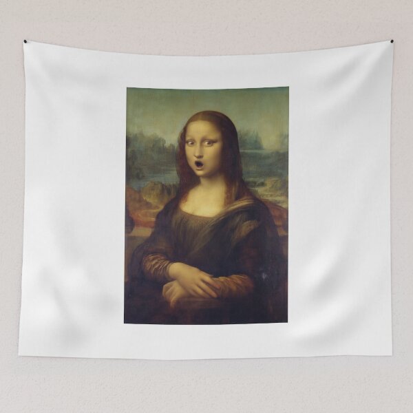 Item preview, Mona Lisa Shocked Face - Classic Art Meme Parody designed and sold by Animal Xeno Circus.