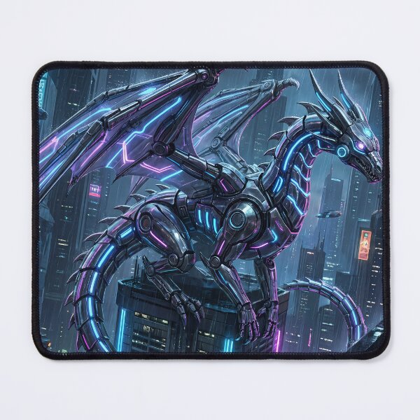 Item preview, Neon Serpent - Cyberpunk Mech Dragon Art designed and sold by Neon Nature Studio.