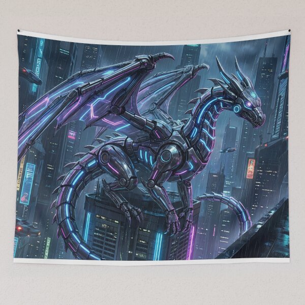 Item preview, Neon Serpent - Cyberpunk Mech Dragon Art designed and sold by Neon Nature Studio.