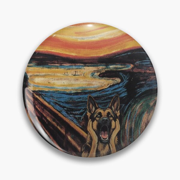 Item preview, German Shepherd Scream - Edvard Munch Parody Art designed and sold by Animal Xeno Circus.